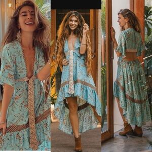 Wicked AF Maisie High Low Boho Flowy Open Back Dress Medium